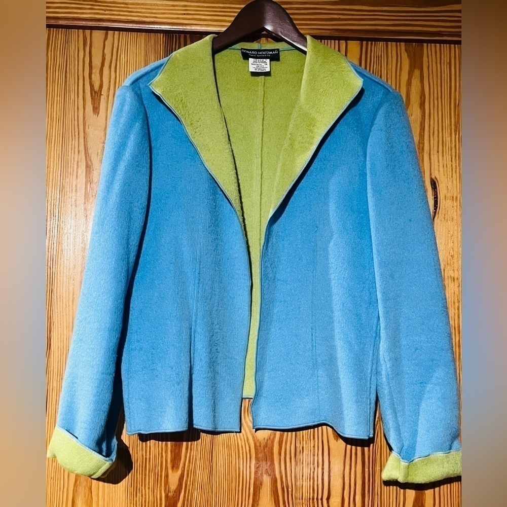 Vintage Color Block Wool Blend Fleece Open Jacket